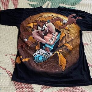 Vintage TAZ Shirt Size small Black Looney Tunes Basketball Big Graphic 1997 Mens